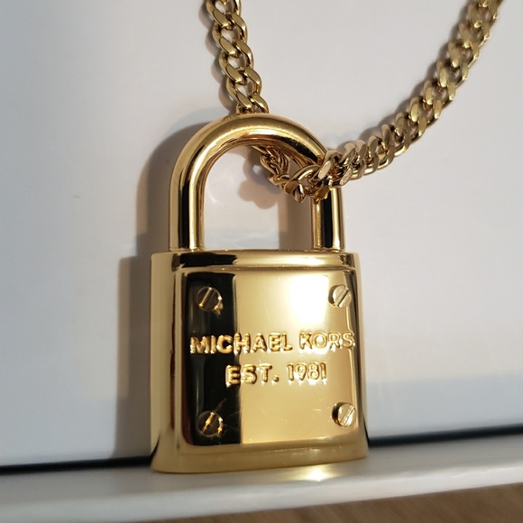 Michael Kors Jewelry - Michael Kors Pad Lock Gold Necklace New